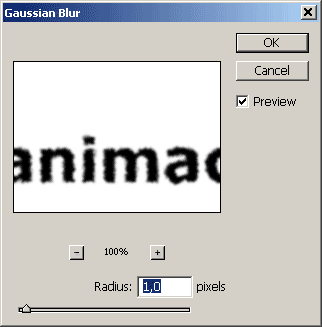 Настройки фильтра Gaussian Blur